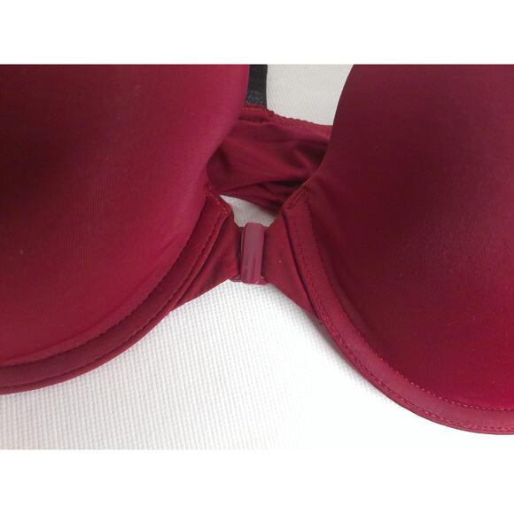 Victorias Secret Uplift Semi Demi Bra Burgundy Logo Straps Size 34D - Picture 5 of 6